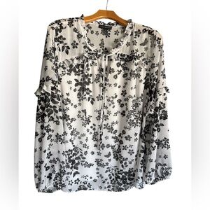 Lane Bryant Black and White Floral Blouse